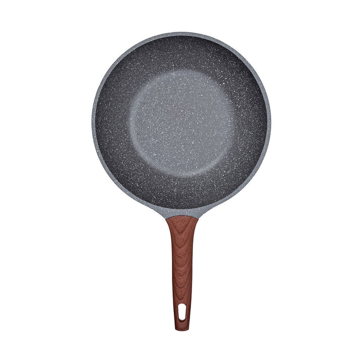Αντικολλητικό Γουόκ-Τηγάνι Ανθρακί Με Τριπλή Αντικολλητική Επίστρωση & Ξύλινη Εργολαβική Λαβή Estia 28cm