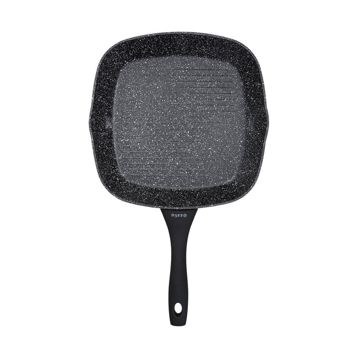 Γκριλιέρα Αντικολλητική Αλουμινίου Με Τριπλή Αντικολλητική Επίστρωση Μαύρη Estia 28cm