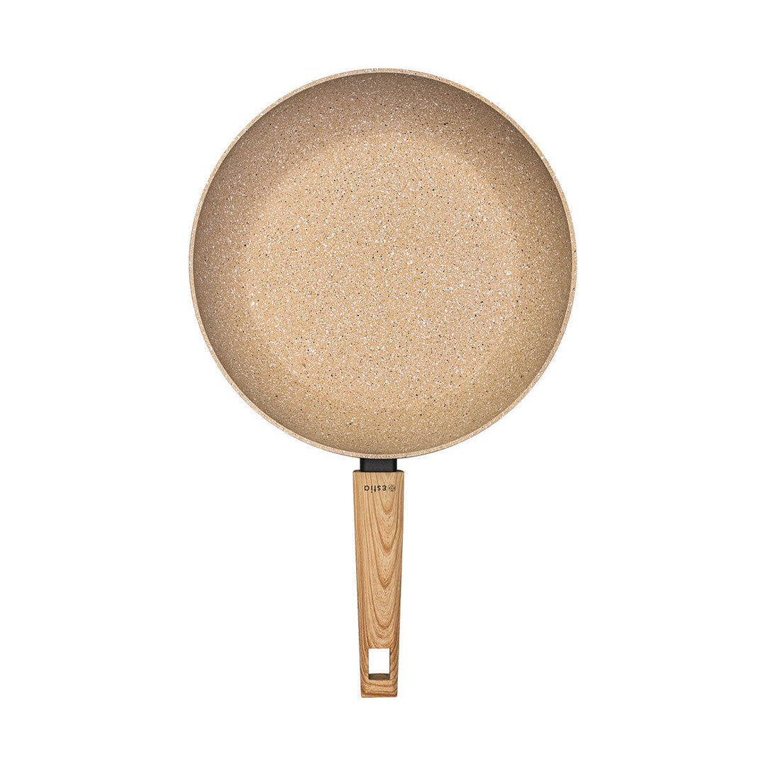 Τηγάνι Αντικολλητικό Αλουμινίου Μπεζ Με Τριπλή Κεραμική Επίστρωση & Εργονομική Λαβή Estia 30cm