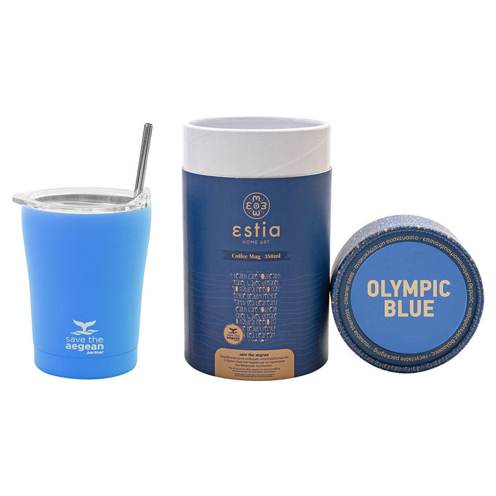 Estia Ποτήρι Θερμός  Save The Aegean 350ml Μπλε Olympic Blue Coffee Mug