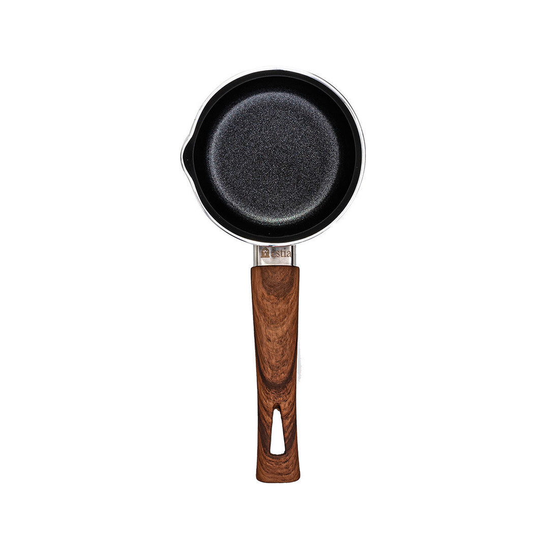 Μπρίκι Αντικολλητικό Αλουμινίου Ανθρακί Με Ξύλινη Αντιθερμική Λαβή Estia 430ml