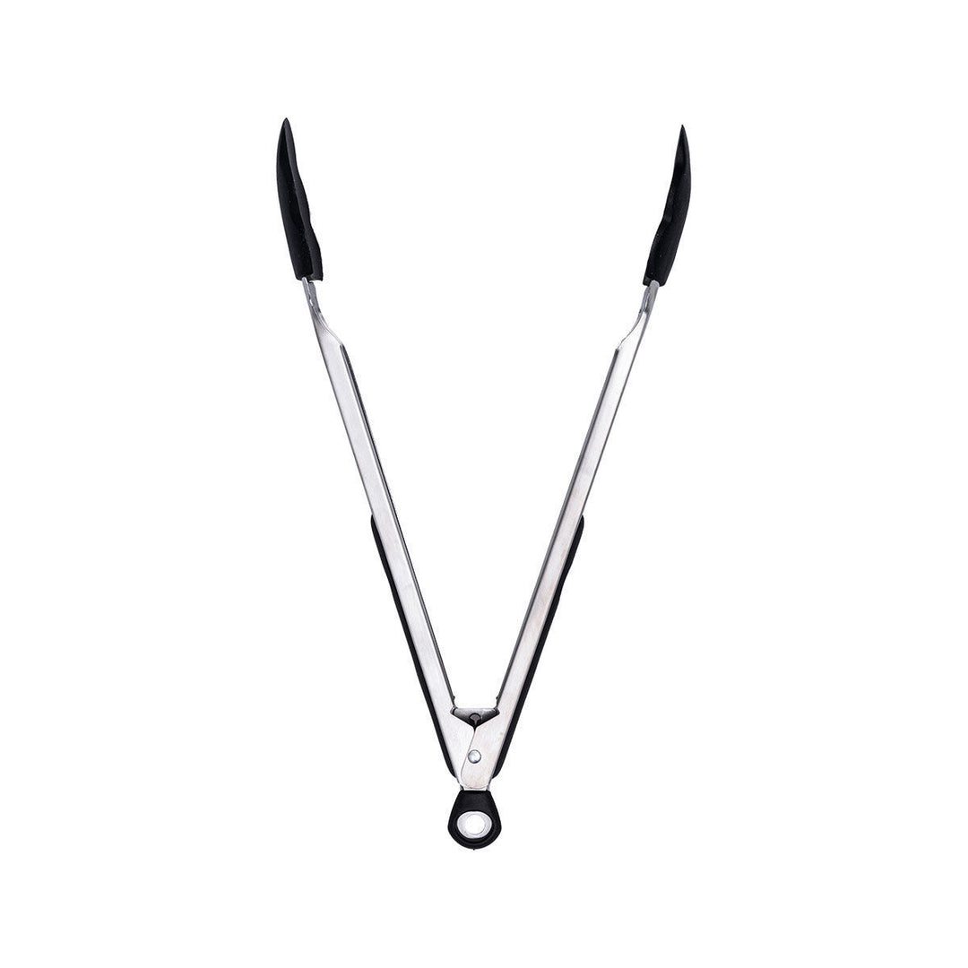 Τσιμπίδα Κουζίνας Ανοξείδωτη Με Λαβή Σιλικόνης Μαύρη 35cm Estia