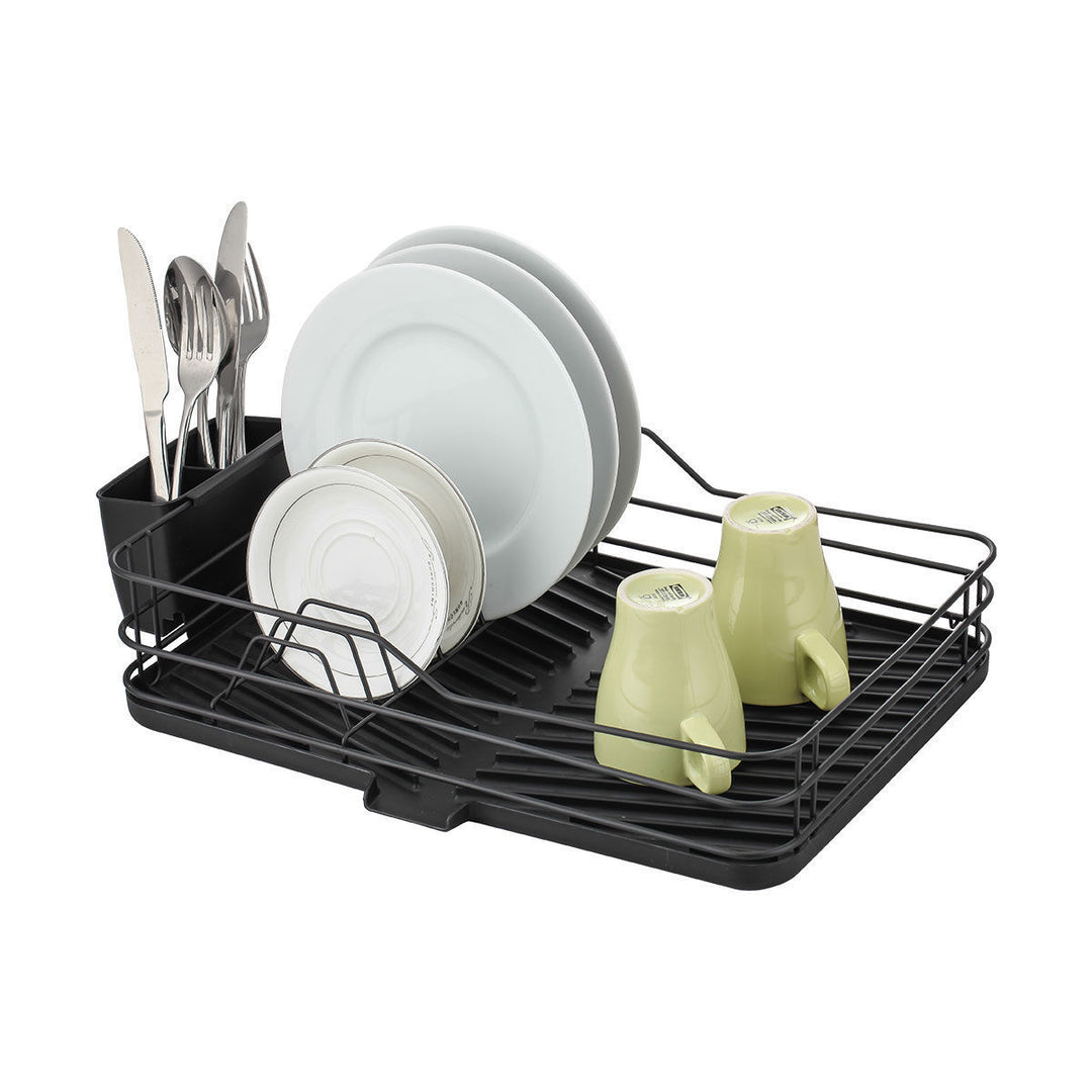 Πιατοθήκη Μεταλλική Μαύρη Με Αντιολισθητική Βάση & Διπλή Θήκη Για Μαχαιροπίρουνα Estia 43,1Χ31Χ10,2cm