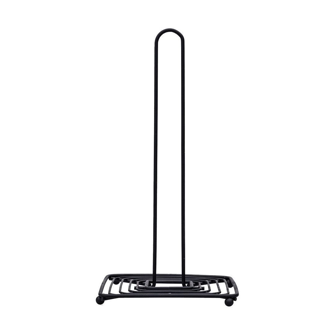 Μπροστινή όψη μαύρης μεταλλικής βάσης ρολού κουζίνας Metal Black της Estia σε minimal φόντο.