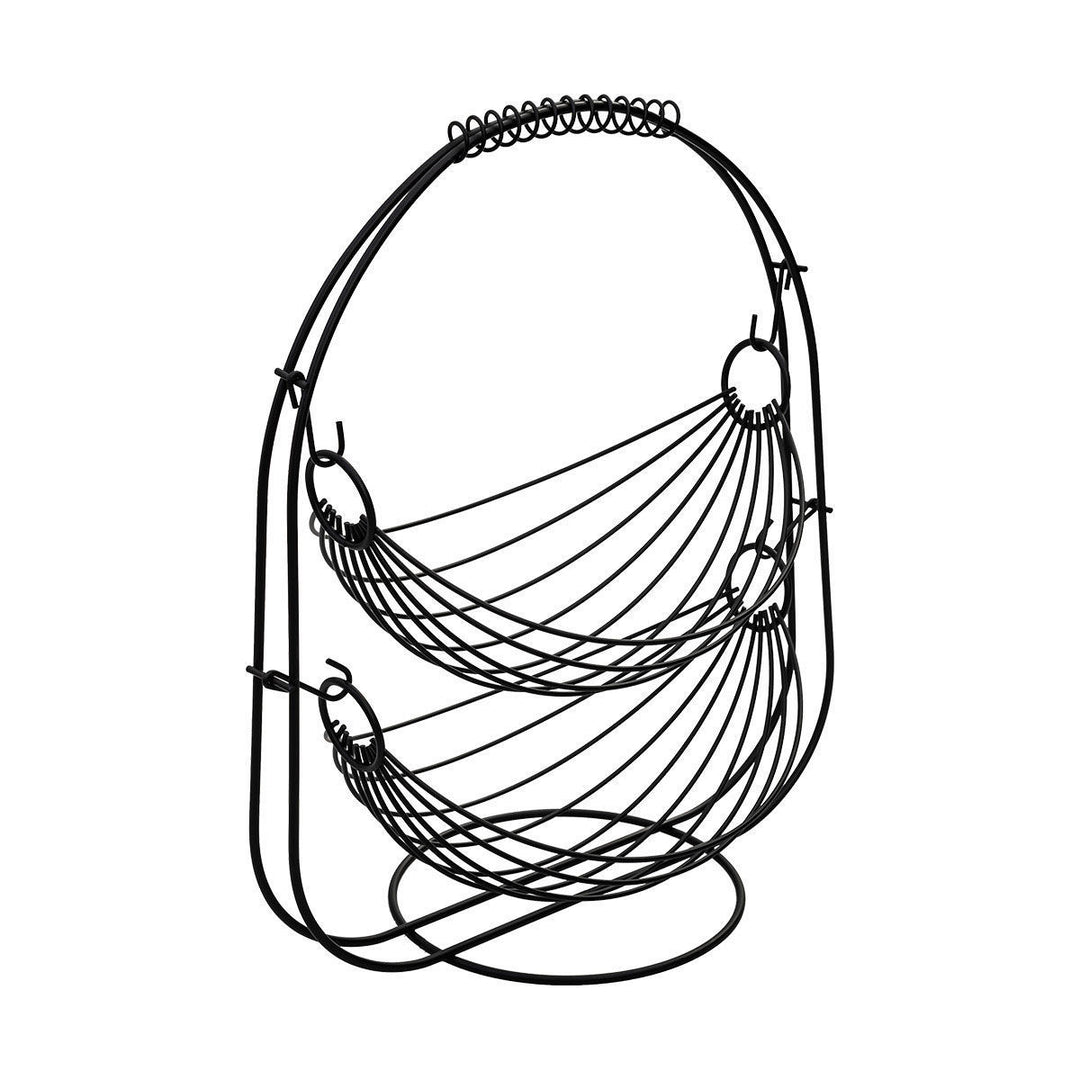 Φρουτιέρα 2 Θέσεων Metal Black Μεταλλική 37X20X42cm Μαύρη Estia