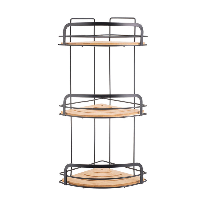 Ραφιέρα Μπάνιου Γωνιακή 3 Θέσεων Μεταλλική Μαύρη 49x19.5x19.5cm Bamboo Essentials Estia