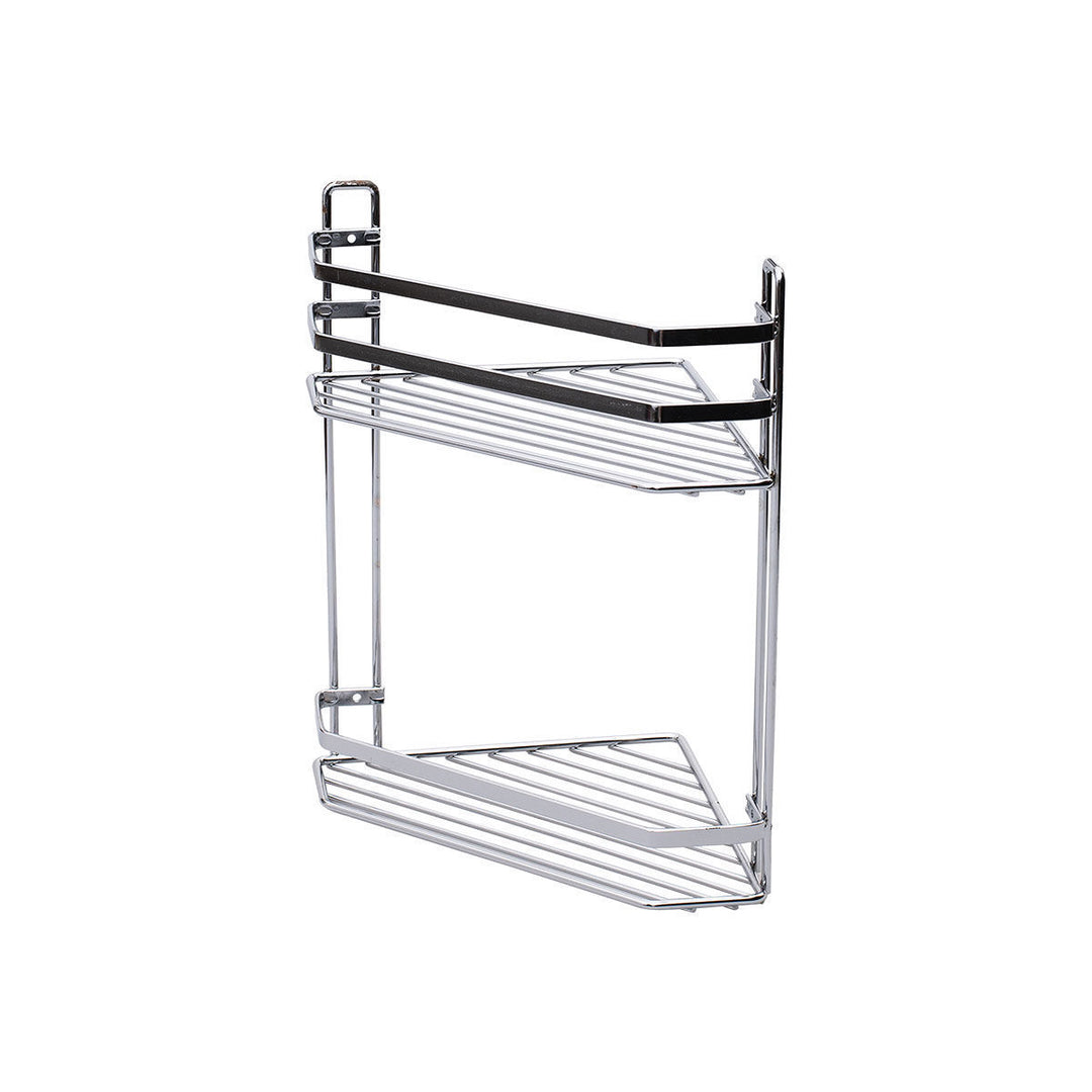 Ραφιέρα Μπάνιου Γωνιακή 2 Θέσεων Μεταλλική Χρωμίου 32x28x18cm Elegant Estia