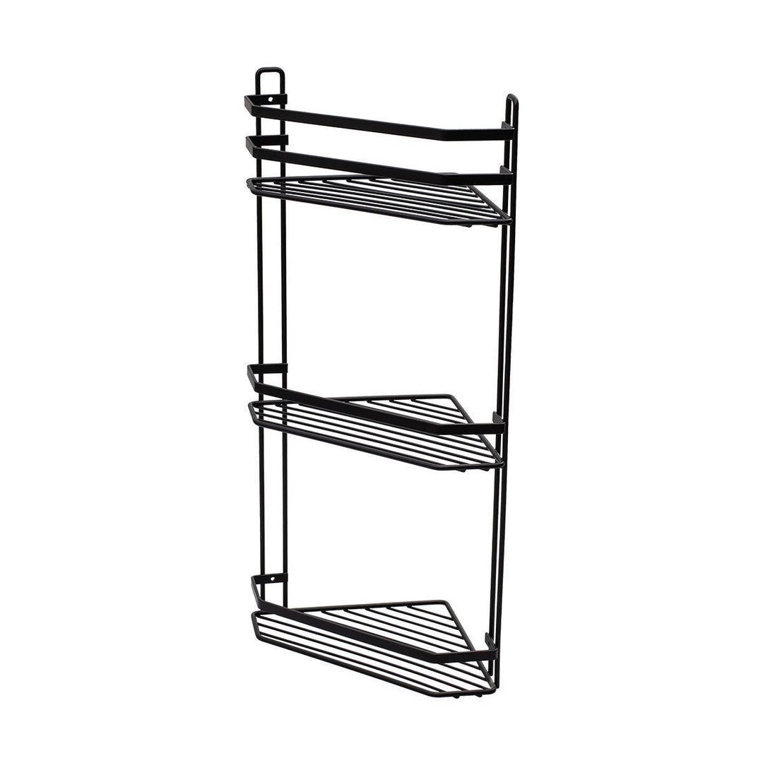 Ραφιέρα Μπάνιου Γωνιακή 3 Θέσεων Μεταλλική Μαύρη 54x28x18cm Elegant Estia