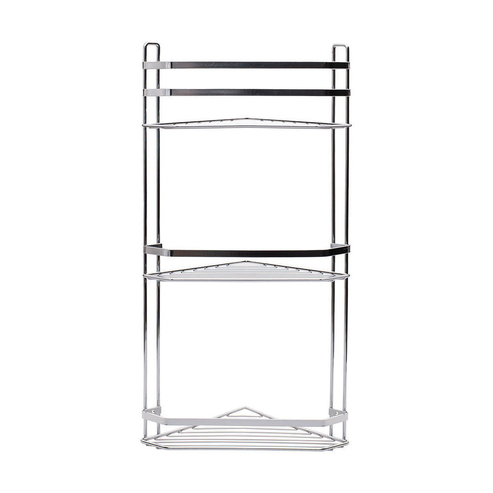 Ραφιέρα Μπάνιου Γωνιακή 3 Θέσεων Μεταλλική Χρωμίου 54x28x18cm Elegant Estia