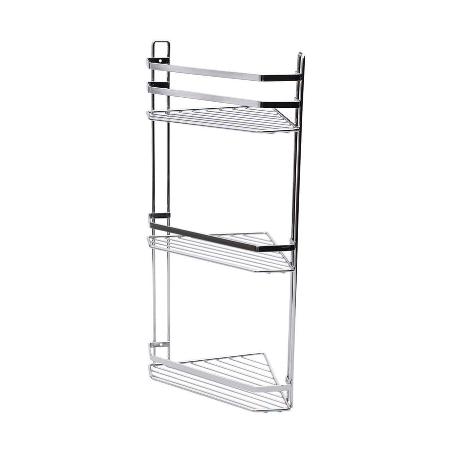 Ραφιέρα Μπάνιου Γωνιακή 3 Θέσεων Μεταλλική Χρωμίου 54x28x18cm Elegant Estia