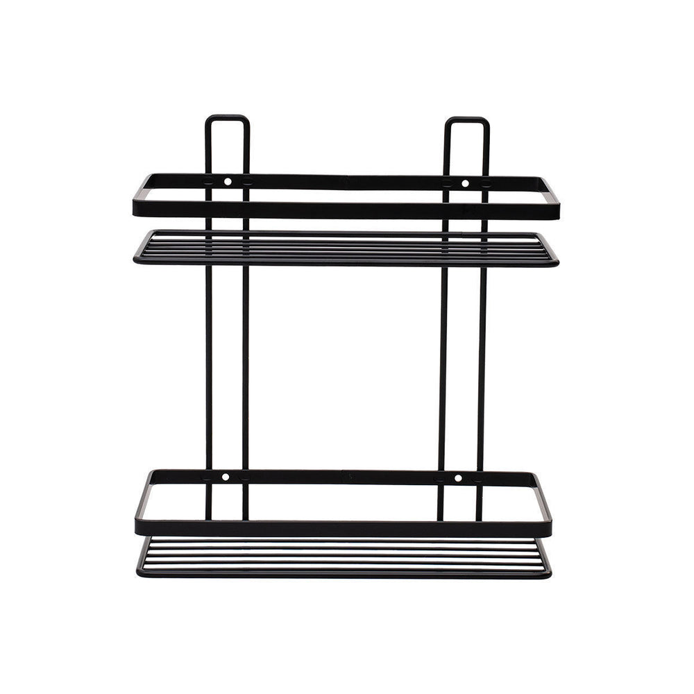 Ραφιέρα Μπάνιου Ίσια 2 Θέσεων Μεταλλική Μαύρη 27x25x12.5cm Elegant Estia