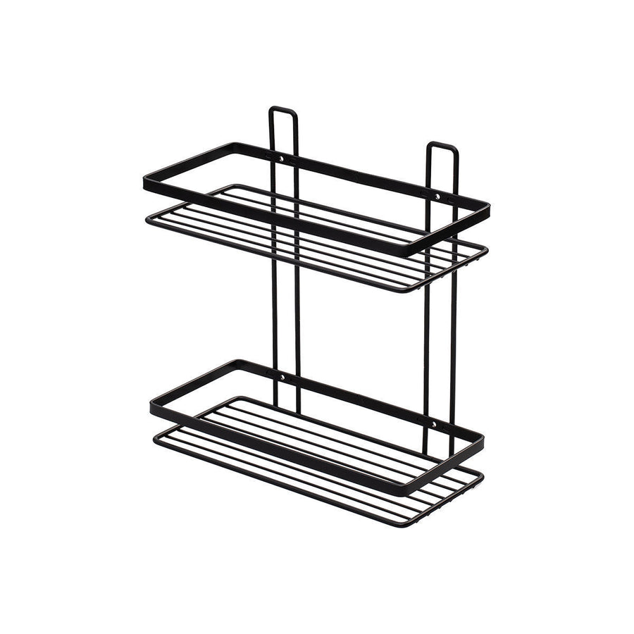 Ραφιέρα Μπάνιου Ίσια 2 Θέσεων Μεταλλική Μαύρη 27x25x12.5cm Elegant Estia