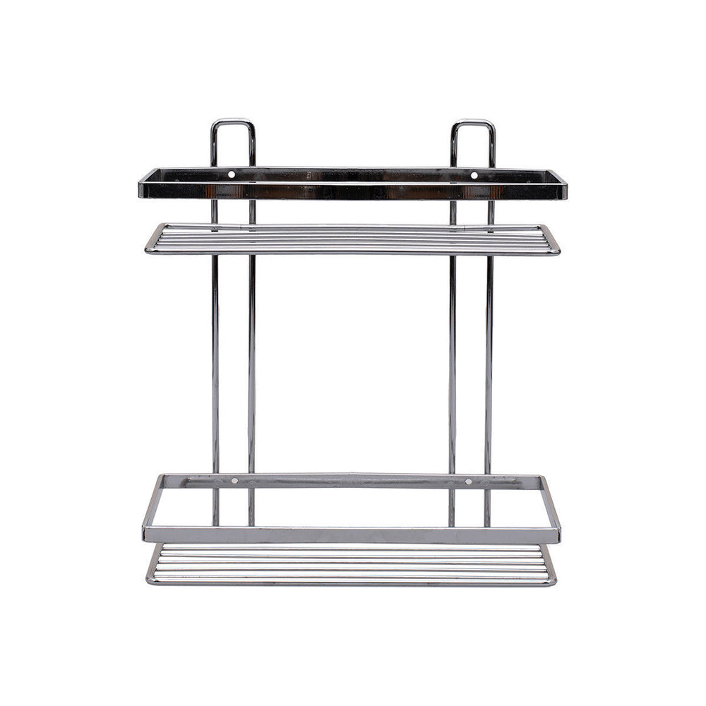 Ραφιέρα Μπάνιου Ίσια 2 Θέσεων Μεταλλική Χρωμίου 27x25x12.5cm Elegant Estia