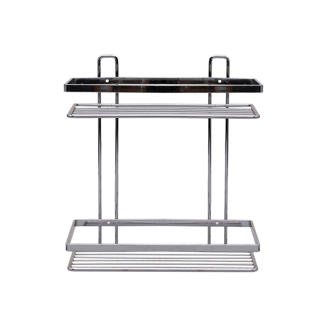 Ραφιέρα Μπάνιου Ίσια 2 Θέσεων Μεταλλική Χρωμίου 27x25x12.5cm Elegant Estia