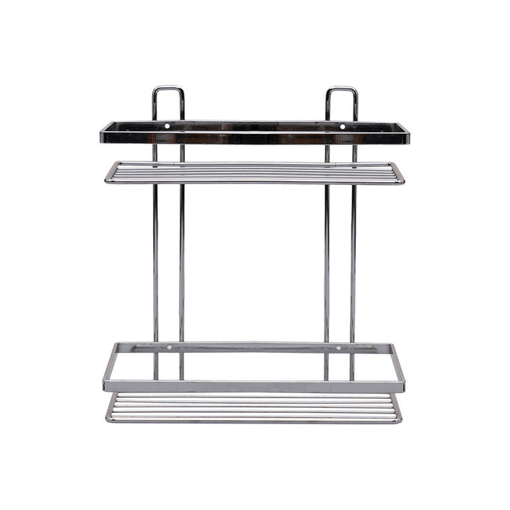 Ραφιέρα Μπάνιου Ίσια 2 Θέσεων Μεταλλική Χρωμίου 27x25x12.5cm Elegant Estia