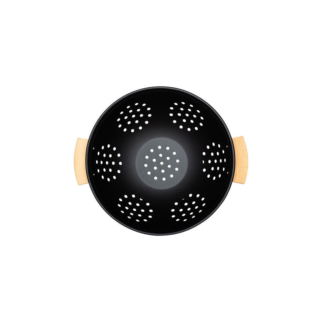 Σουρωτήρι Ζυμαρικών Μεταλλικό 24cm Με Ξύλινες Μαύρο Bamboo Essentials Estia