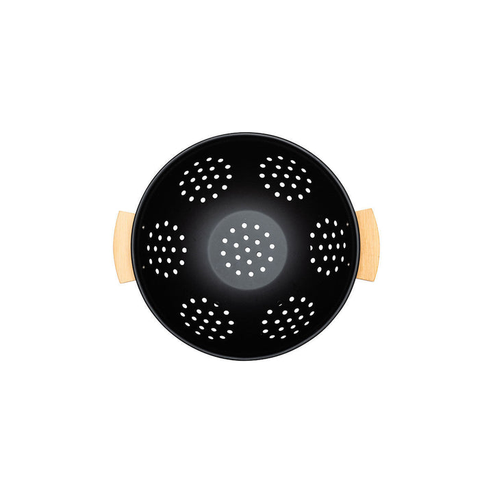 Σουρωτήρι Ζυμαρικών Μεταλλικό 24cm Με Ξύλινες Μαύρο Bamboo Essentials Estia