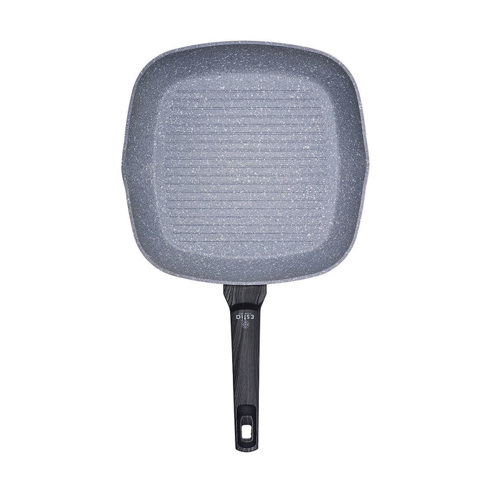 Γκριλιέρα Αντικολλητική Αλουμινίου Με Τριπλή Αντικολλητική Επίστρωση & Εργονομική Λαβή Γκρι Estia 28cm