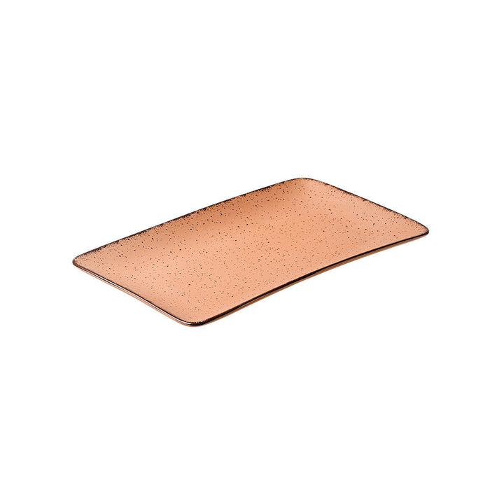 Salmon ορθογώνια πιατέλα με ματ πιτσιλωτό φινίρισμα, φωτογραφημένη σε λευκό φόντο με καθαρή προβολή του σχεδίου.