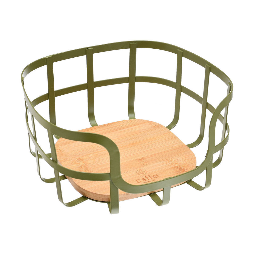 Φρουτιέρα Μεταλλική Λαδί 24x24 Bamboo Essentials Estia