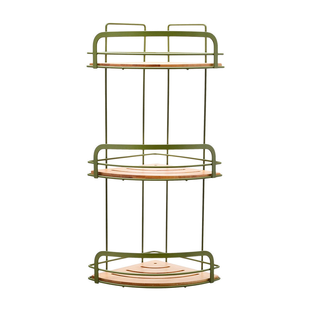 Ραφιέρα Μπάνιου Γωνιακή 3 Θέσεων Μεταλλική Λαδί 49x19.5x19.5cm Olive Series Estia