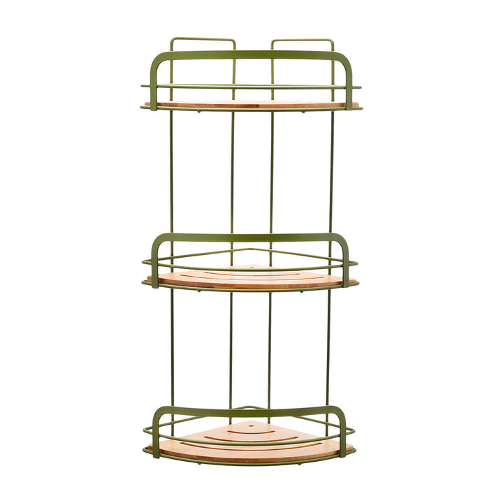 Ραφιέρα Μπάνιου Γωνιακή 3 Θέσεων Μεταλλική Λαδί 49x19.5x19.5cm Olive Series Estia