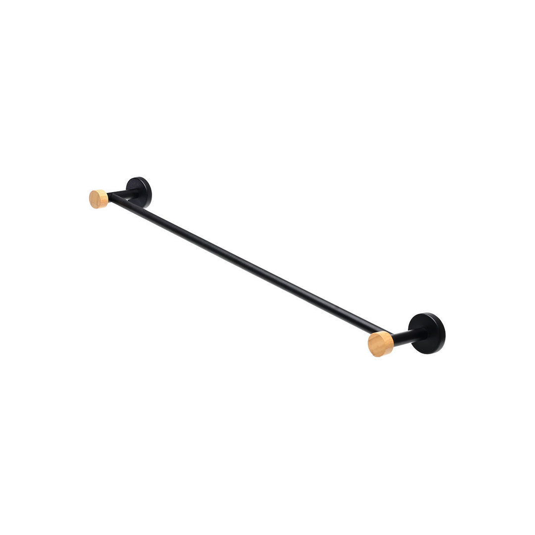 Πετσετοθήκη Επιτοίχια Μονή Μεταλλική Μαύρη Bamboo Essentials Estia