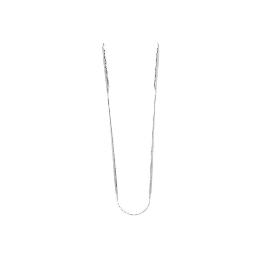 Μεταλλική λαβίδα πάγου σε όρθια θέση με λεπτό σώμα και εργονομικό σχήμα.