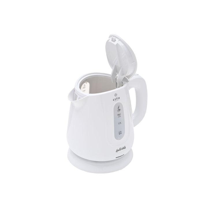 Βραστήρας Estia Gusto White με ανοιχτό καπάκι και εμφανές εσωτερικό, ιδανικός για εύκολο γέμισμα και καθημερινή χρήση στην κουζίνα.