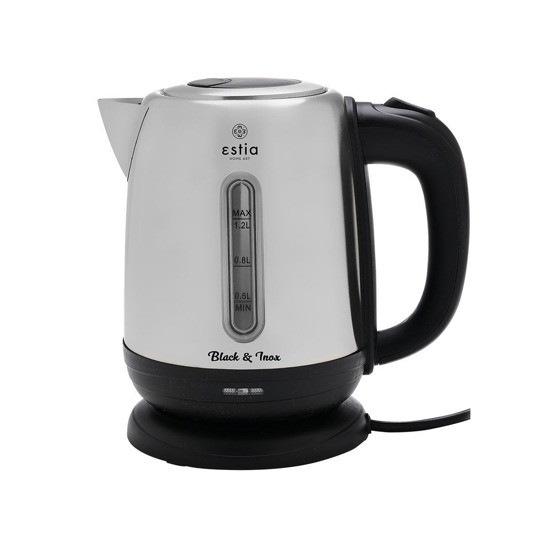 Βραστήρας 1.2lt Black & Inox Ανοξείδωτος 1630W Estia