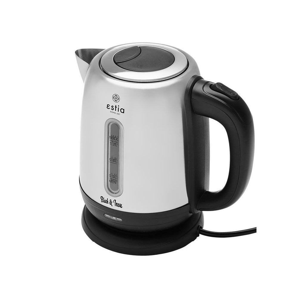 Βραστήρας 1.2lt Black & Inox Ανοξείδωτος 1630W Estia