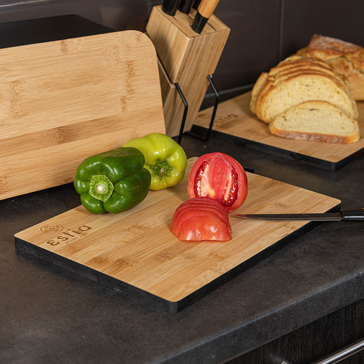 Ξύλο Κοπής Με Λουράκι Κρέμασης Bamboo Essentials Estia 33x24cm