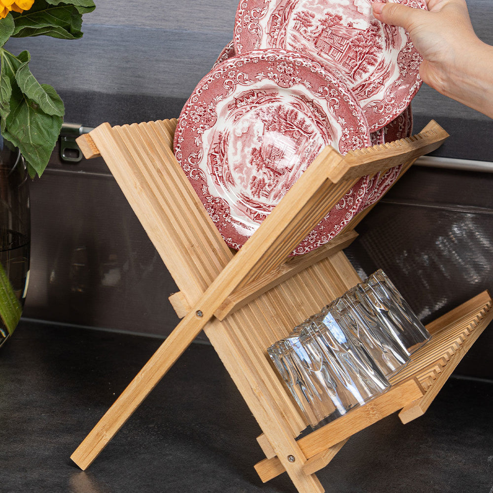 Πιατοθήκη Bamboo Αναδιπλούμενη Με 2 Επίπεδα Σε Χρώμα Ξύλου Estia 42X27.5X38cm