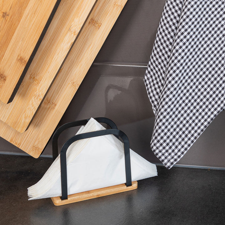 Χαρτοπετσετοθήκη Όρθια Μεταλλική Μαύρη Bamboo Essentials Estia