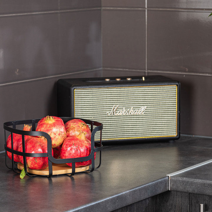 Φρουτιέρα Μεταλλική Μαύρη 24x24 Bamboo Essentials Estia