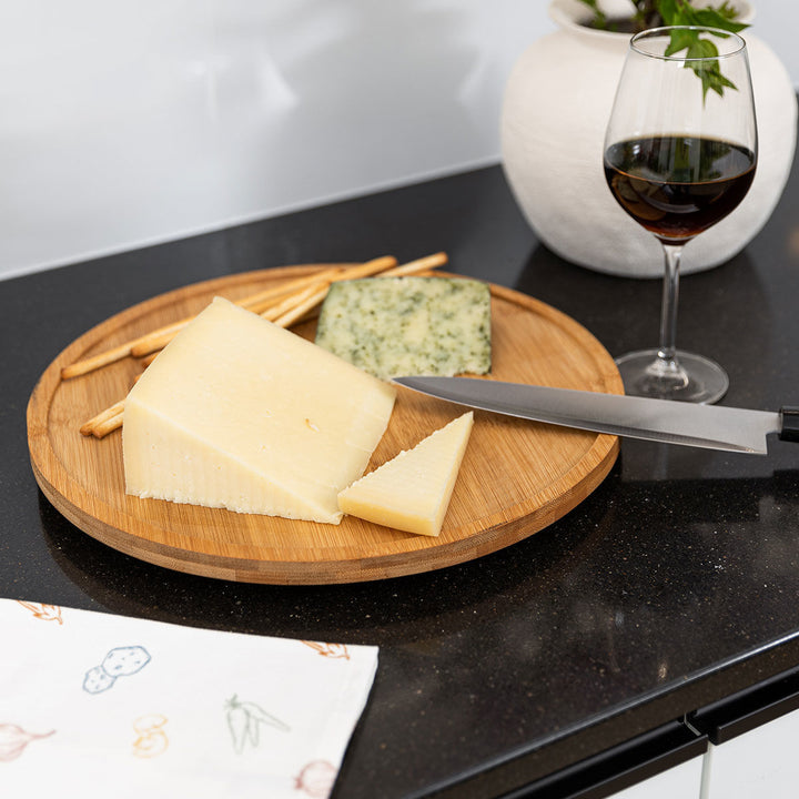 Βάση Τυριών Ξύλινη Περιστρεφόμενη Στρογγυλή 32,5cm Bamboo Essentials Estia