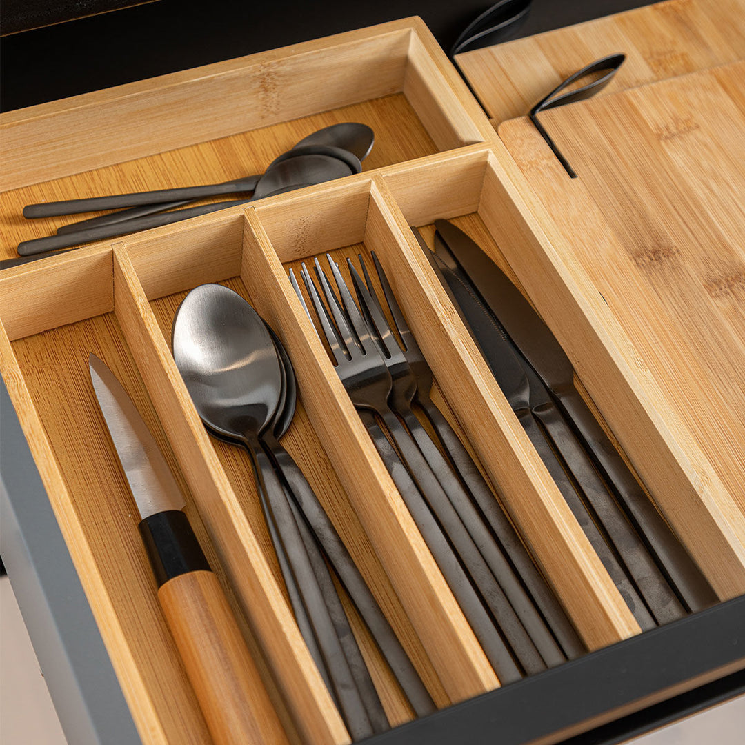 Θήκη Συρταριού Για Μαχαιροπίρουνα 5 Θέσεων Ξύλινη Bamboo Essentials Estia