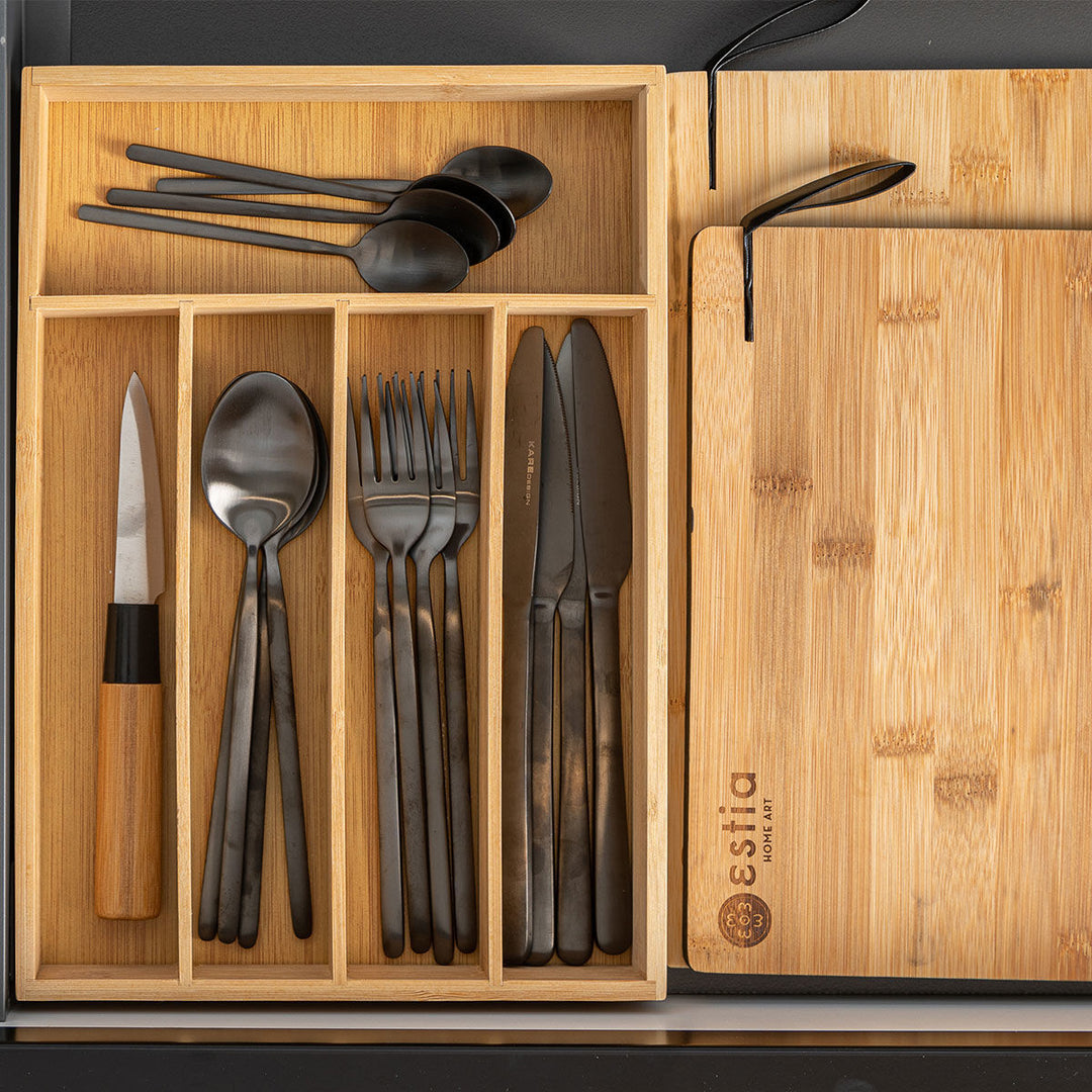 Θήκη Συρταριού Για Μαχαιροπίρουνα 5 Θέσεων Ξύλινη Bamboo Essentials Estia