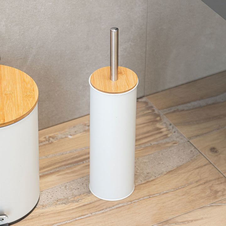 Πιγκάλ Μεταλλικό Λευκό Με Bamboo Καπάκι Estia