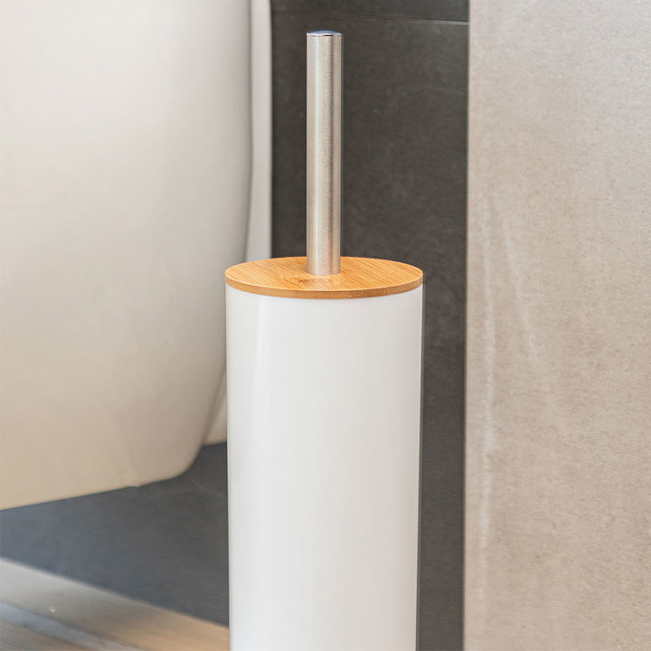 Πιγκάλ Μεταλλικό Λευκό Με Bamboo Καπάκι Estia