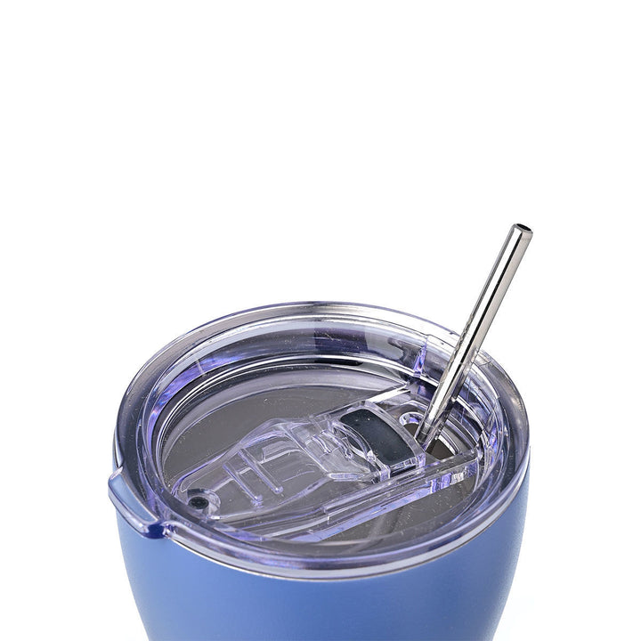 Θερμός κούπα καφέ Estia Home Art Save the Aegean 350ml μπλε με καπάκι και μεταλλικό καλαμάκι σε ουδέτερο φόντο