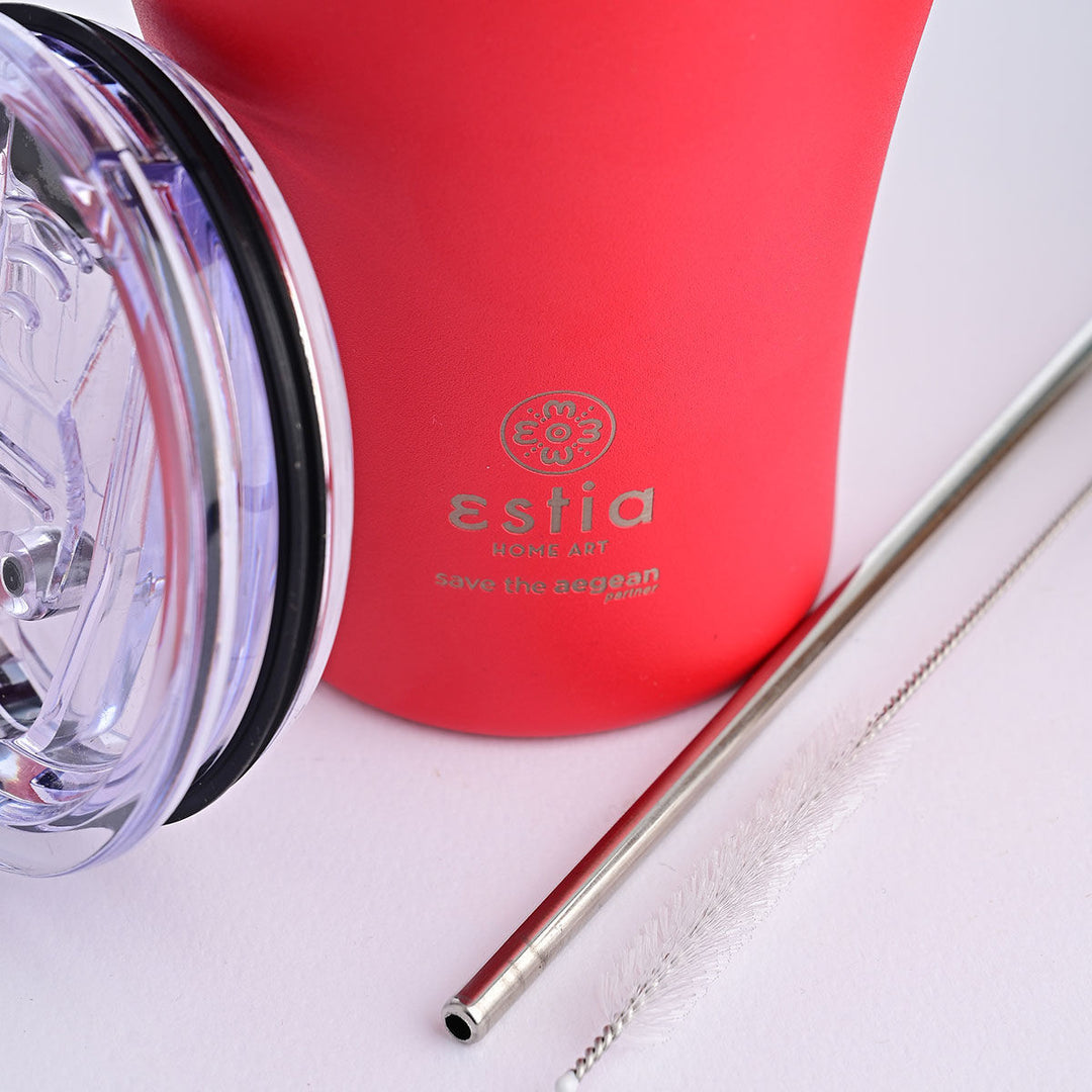 Estia Ποτήρι Θερμός  Save The Aegean Κόκκινο Scarlet Red Coffee Mug