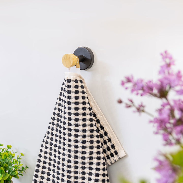 Κρεμάστρα Επιτοίχια Μονή Μεταλλική Μαύρη Bamboo Essentials Estia