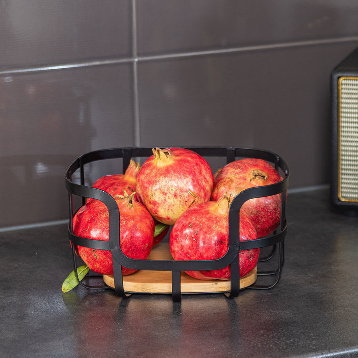 Φρουτιέρα Μεταλλική Μαύρη 24x24 Bamboo Essentials Estia