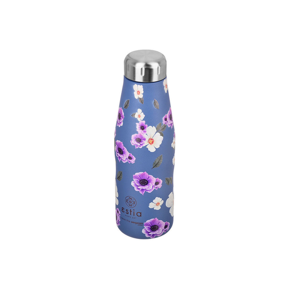 Estia Μπουκάλι Θερμός Save The Aegean 500ml Μωβ Φλοράλ Garden Blue