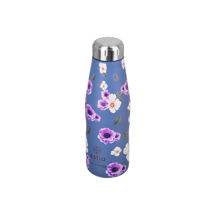 Estia Μπουκάλι Θερμός Save The Aegean 500ml Μωβ Φλοράλ Garden Blue