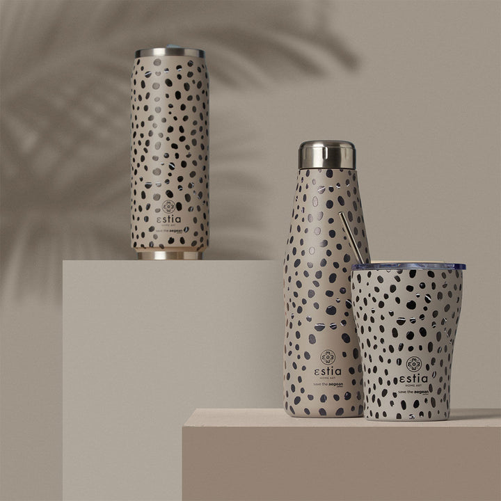 Estia Μπουκάλι Θερμός Save The Aegean 500ml Γκρι-Μαύρο Πουά Leopard Taupe