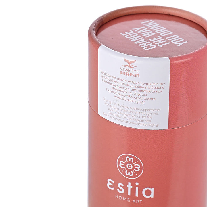 Estia Μπουκάλι Θερμός Save The Aegean Ροζ Μεταλλικό