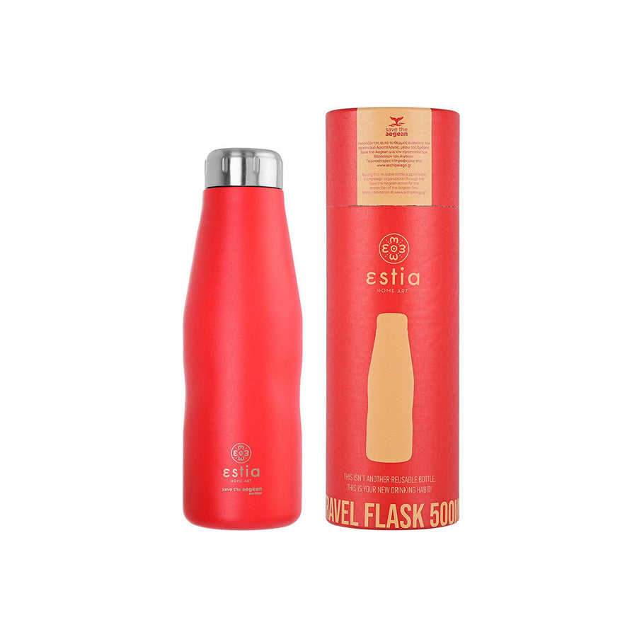 Estia Μπουκάλι Θερμός Save The Aegean 500ml Κόκκινο Scarlet Red Travel Flask