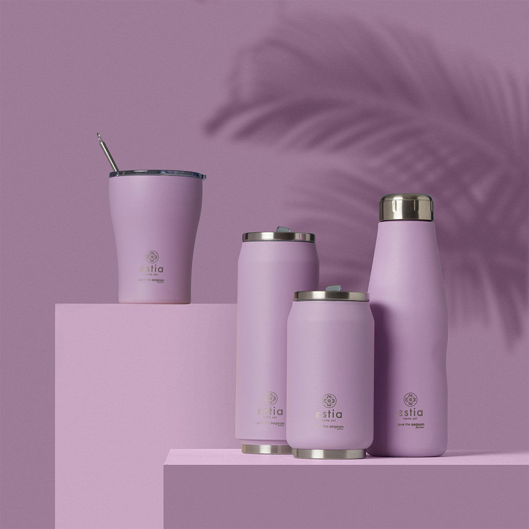 Estia Ποτήρι Θερμός Με Καλαμάκι Save The Aegean 300ml Λιλά Lavender Purple Travel Cup